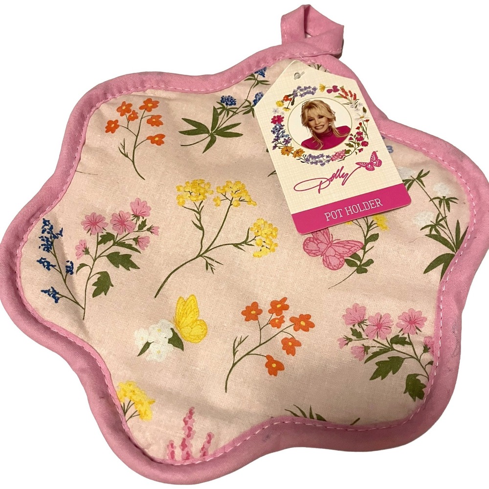 Dolly Parton Floral Butterfly Kitchen Set Dish Drying Mat Pot Holder Dish Cloths - Picture 6 of 7